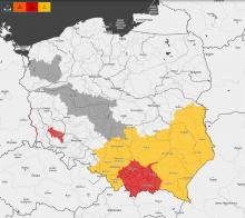 meteo.imgw.pl: Obszar obowiązywania ostrzeżeń hydrologicznych