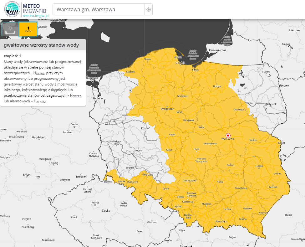 Ostrzeżenia hydrologiczne na dzień 08.08.2024 r.