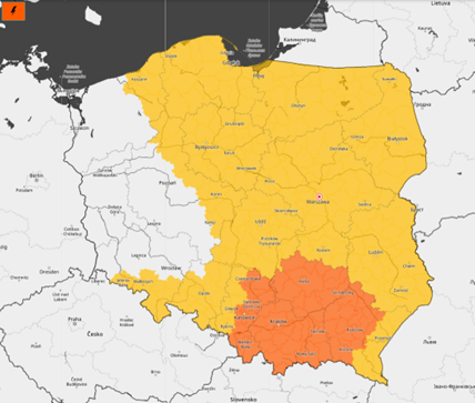  Ostrzeżenia meteorologiczne na dzień 08.08.2024 r.