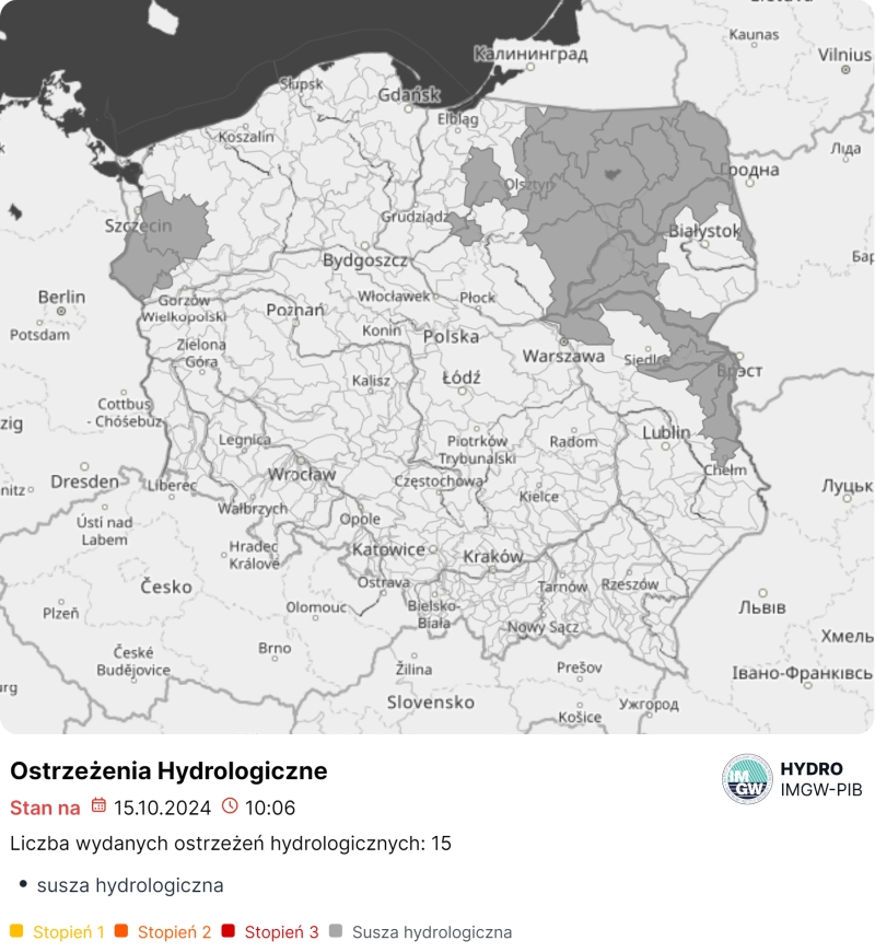 Ostrzeżenia hydrologiczne na dzień 17.10.2024 r.