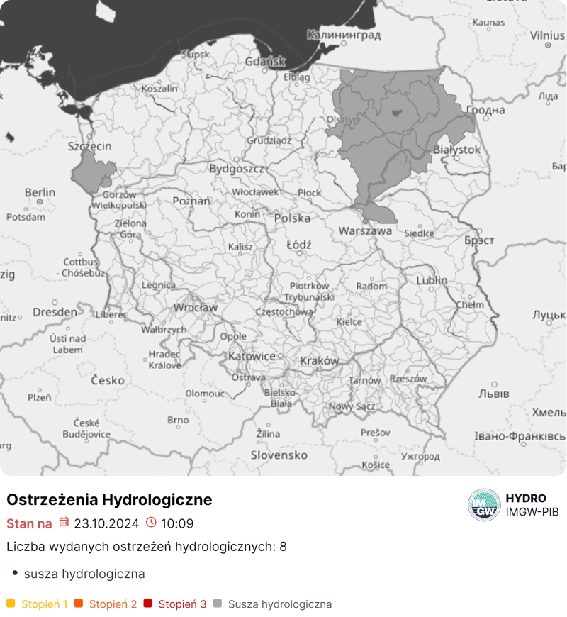 Ostrzeżenia hydrologiczne na dzień 24.10.2024 r.