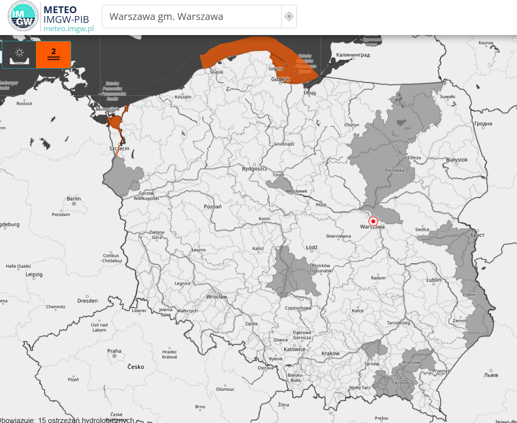 Ostrzeżenia hydrologiczne na dzień 21.11.2024 r.