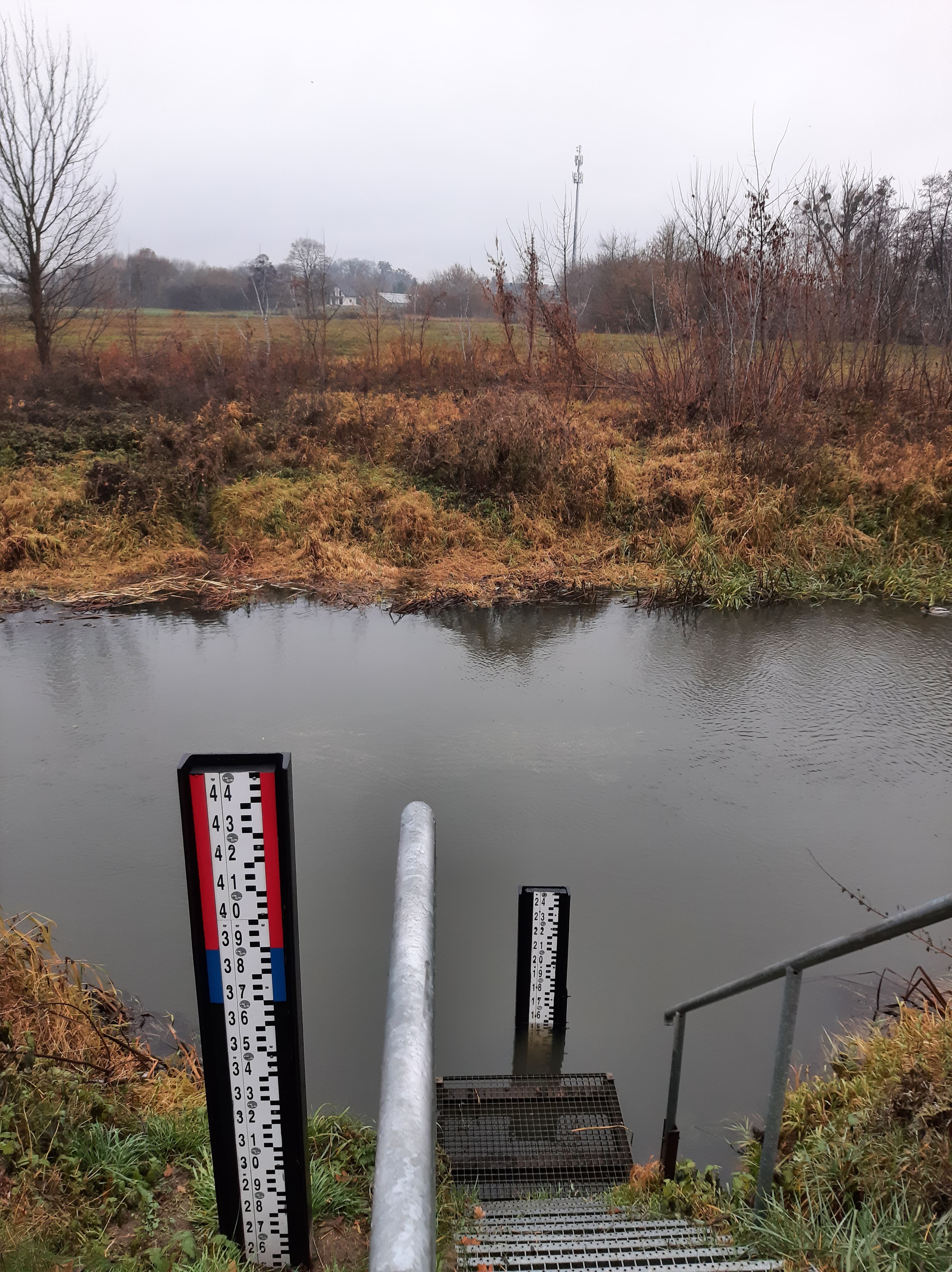 Stacja hydrologiczna Maków Mazowiecki, rzeka Orzyc (woj. mazowieckie), 28.11.2024 r. Fot. Przemysław Krassowski | IMGW-PIB