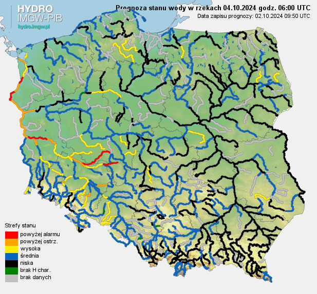 Prognozowana sytuacja hydrologiczna 04.10.2024 r. (06 UTC)