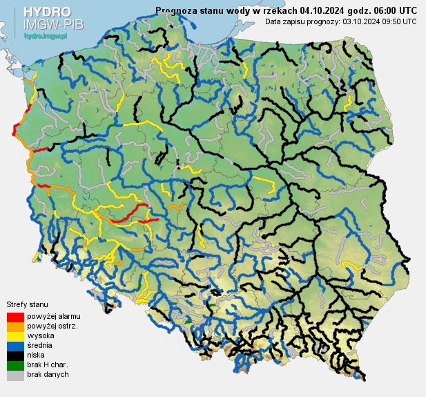 Prognozowana sytuacja hydrologiczna 04.10.2024 r. (06 UTC)