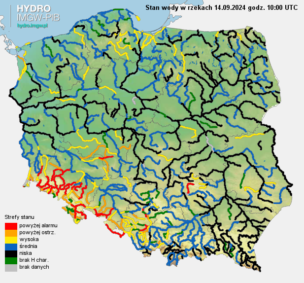 Aktualny stan wody w rzekach na g. 10 UTC