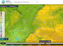 Prognozowana wartość temperatury powietrza na wysokości 2 m nad powierzchnią ziemi w niedzielę 2 maja 2021 r. o godz. 14:00 wg modelu GFS. | https://meteo.imgw.pl/