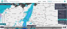 Prognoza opadów deszczu w poniedziałek 1 listopada o godz. 19:00 wg modelu GFS. | http://meteo.imgw.pl/