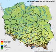 Stan wody na rzekach w Polsce 14.07.2022 r. godz. 8:00.