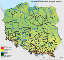 Stan wody na rzekach w Polsce 28.07.2022 r. godz. 8:00.