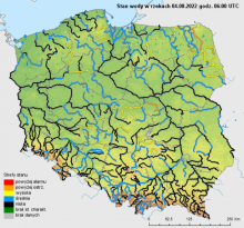 Stan wody na rzekach w Polsce 04.08.2022 r. godz. 8:00.