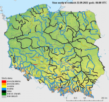 Stan wody na rzekach w Polsce 22.09.2022 r. godz. 8:00.