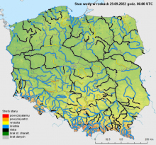 Stan wody na rzekach w Polsce 29.09.2022 r. godz. 8:00.