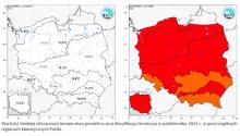 Wartości średniej obszarowej temperatury powietrza oraz klasyfikacja termiczna w październiku 2022 r. w poszczególnych regionach klimatycznych Polski.