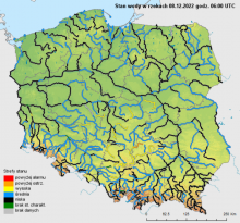 Stan wody na rzekach w Polsce 08.12.2022 r. godz. 7:00.