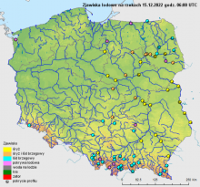 5 BIURO PRASOWE IMGW-PIB Stan wody na rzekach w Polsce 15.12.2022 r. godz. 7:00. Zjawiska lodowe na rzekach w Polsce 15.12.2022 r. godz. 7:00.
