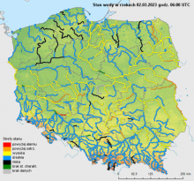 Stan wody na rzekach w Polsce 02.03.2023 r. godz. 7:00.