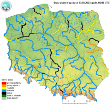 Stan wody na rzekach w Polsce 23.03.2023 r. godz. 7:00.