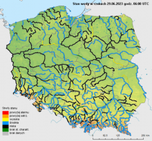 Stan wody na rzekach w Polsce 29.06.2023 r. godz. 8:00.