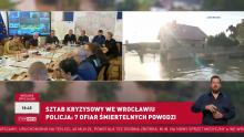 Dyrektor prof. dr. hab. Robert Czerniawski, oraz Zastępca Dyrektora ds. PSHM Marek Kowalski wzięli udział w posiedzeniu powodziowego sztabu kryzysowego we Wrocławiu. Zdjęcia za uprzejmością TVP INFO