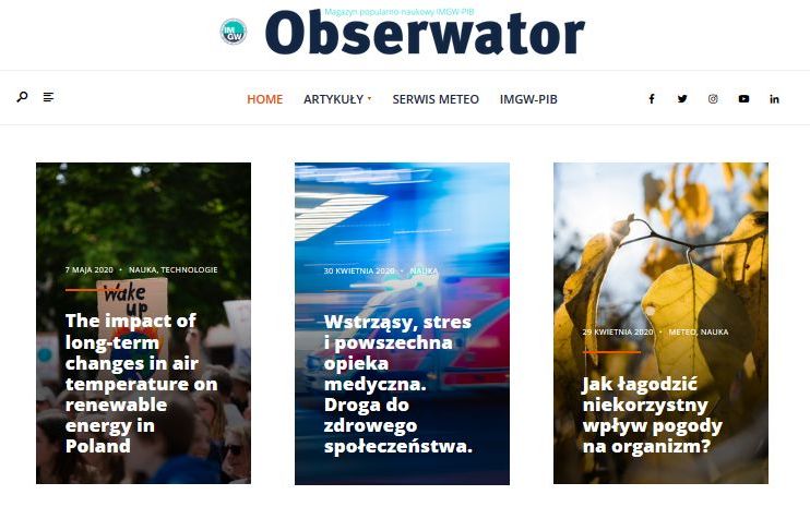 OBSERWATOR – najnowszy magazyn internetowy IMGW-PIB