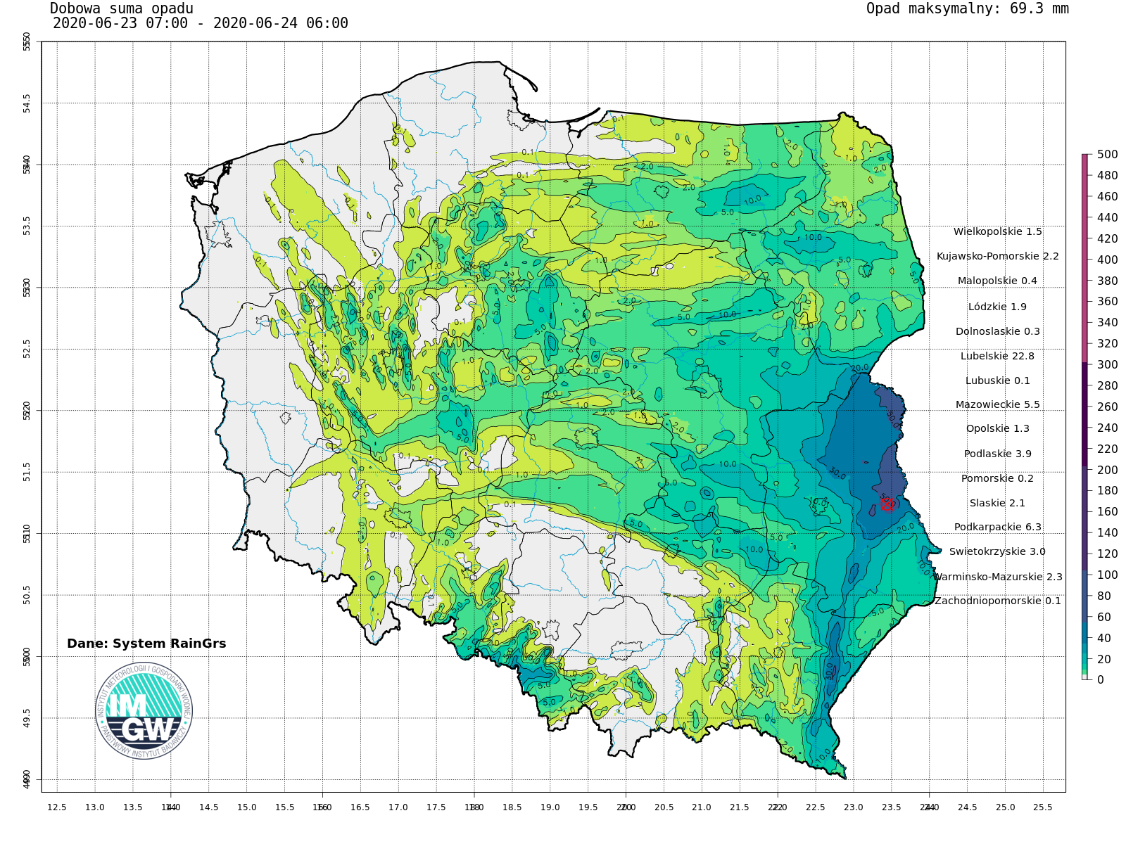 Podsumowanie sytuacji hydrologiczno-meteorologicznej – 23-24.06.2020 r.