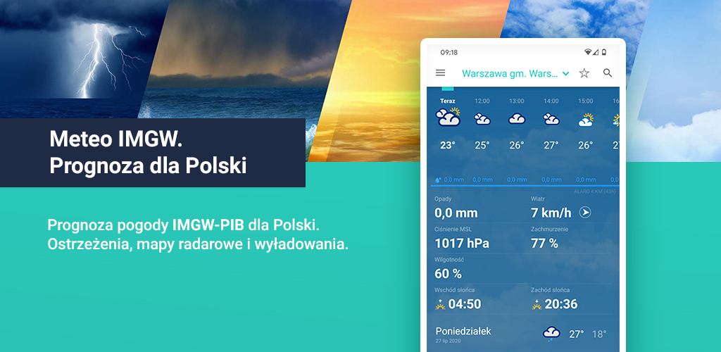 Meteo IMGW Prognoza dla Polski – oficjalna aplikacja mobilna IMGW-PIB już 4 sierpnia w sklepie Google.