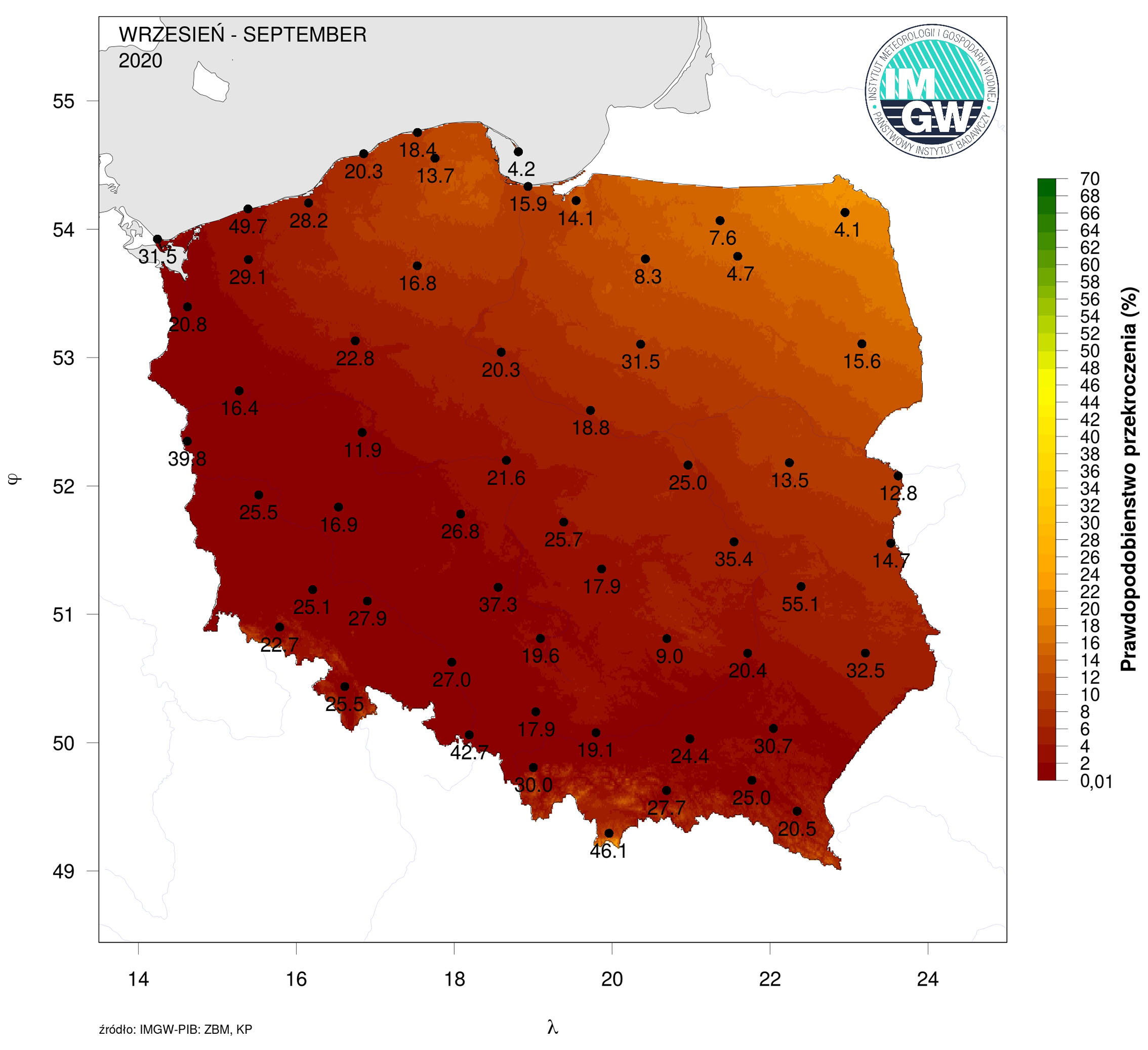 Mapy ryzyka opadowego – nowy produkt od IMGW-PIB do analizy klimatu Polski