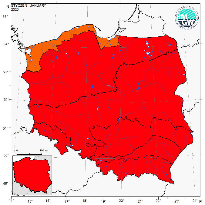 Charakterystyka wybranych elementów klimatu w Polsce w styczniu 2023 roku