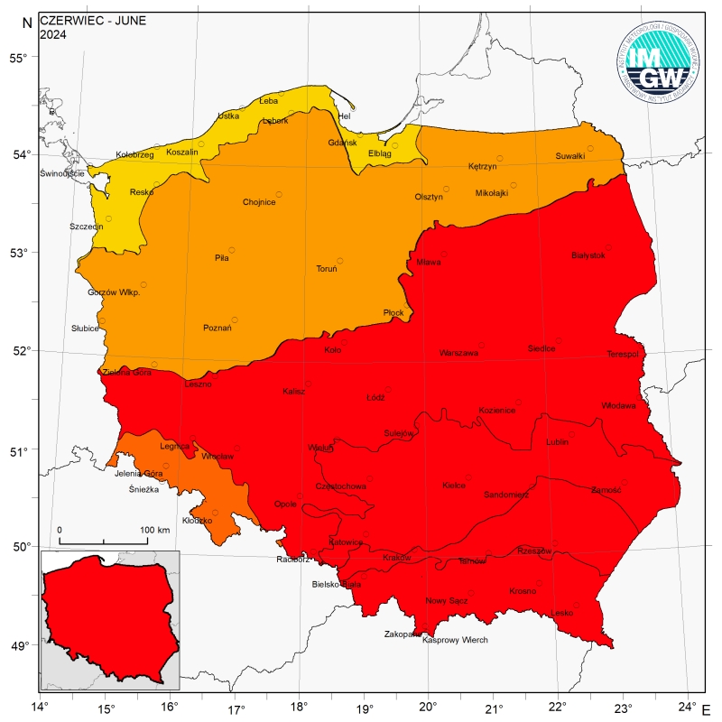 Charakterystyka wybranych elementów klimatu w Polsce w czerwcu 2024 roku