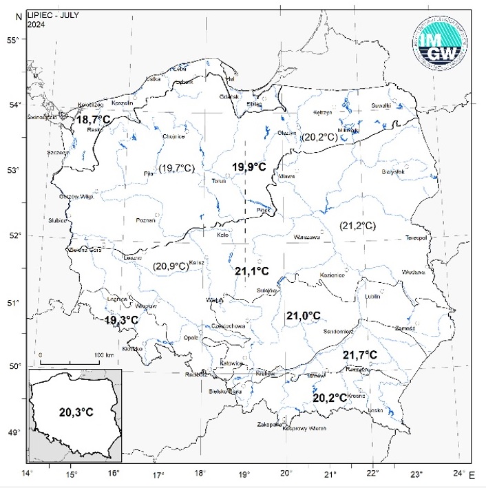 Charakterystyka wybranych elementów klimatu w Polsce w lipcu 2024 roku