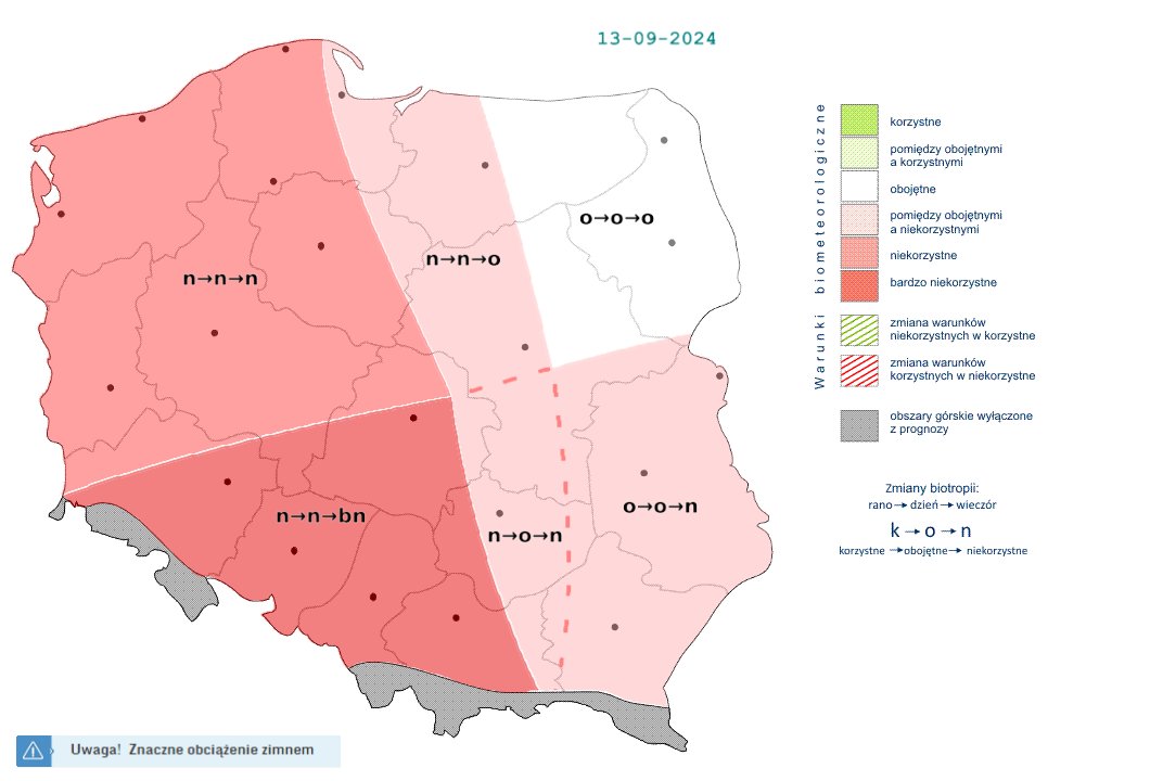 Bardzo niekorzystne warunki biometeorologiczne w Polsce południowej