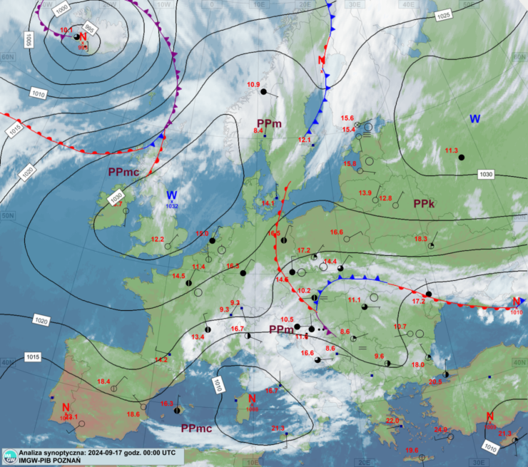 IMGW-PIB: Prognozowana sytuacja meteorologiczna i hydrologiczna, Termin opracowania: 17.09.2024 godz. 11:00