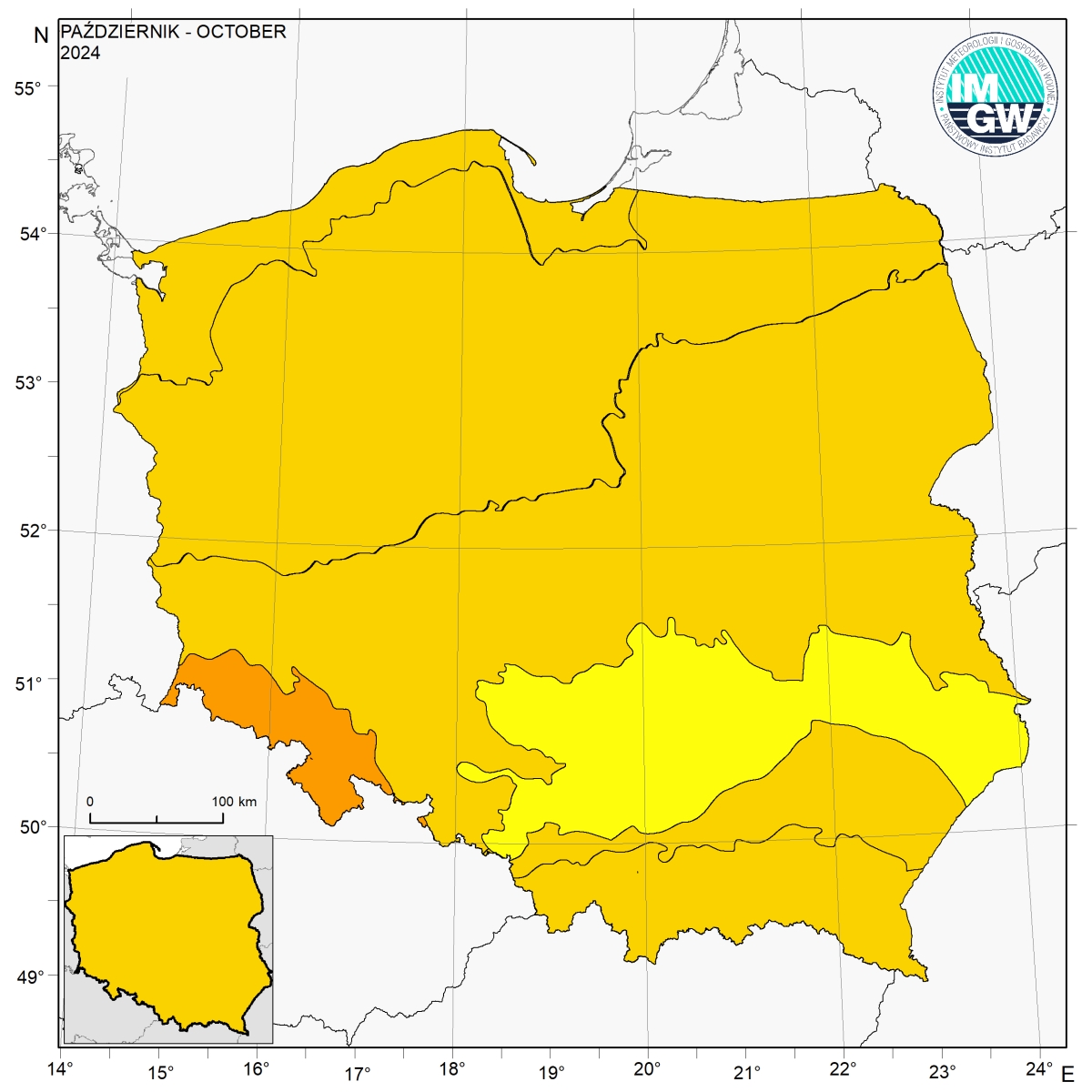 Charakterystyka wybranych elementów klimatu w Polsce w październiku 2024 roku