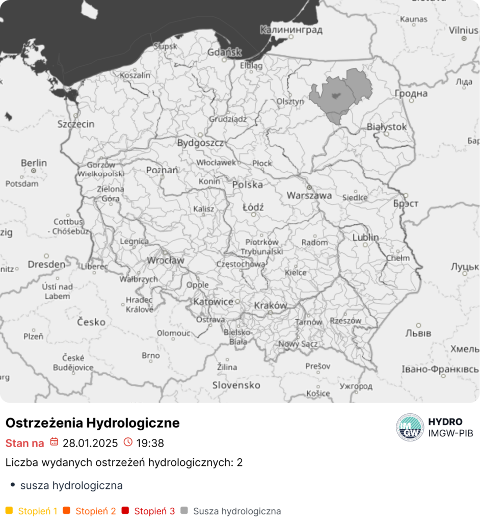 Ostrzeżenia hydrologiczne na dzień 30.01.2025 r.