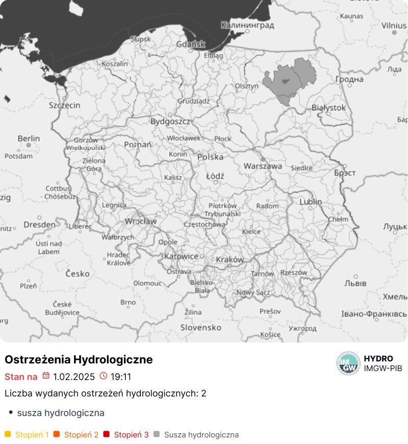 Ostrzeżenia hydrologiczne na dzień 06.02.2025 r.