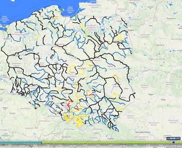 Prognozowana sytuacja hydrologiczna 23.09.2024 r. (06 UTC). 