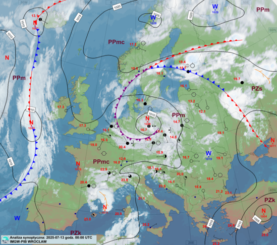 Komunikat Instytutu Meteorologii i Gospodarki Wodnej – PIB o aktualnej i prognozowanej sytuacji meteorologicznej  i hydrologicznej w kraju 