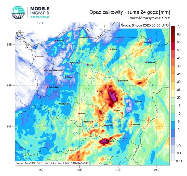 Komunikat Instytutu Meteorologii i Gospodarki Wodnej – PIB o aktualnej i prognozowanej sytuacji meteorologicznej i hydrologicznej w kraju