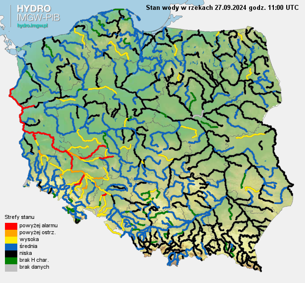 IMGW-PIB: Prognozowana sytuacja meteorologiczna i hydrologiczna Termin opracowania: 27.09.2024 godz. 14:00