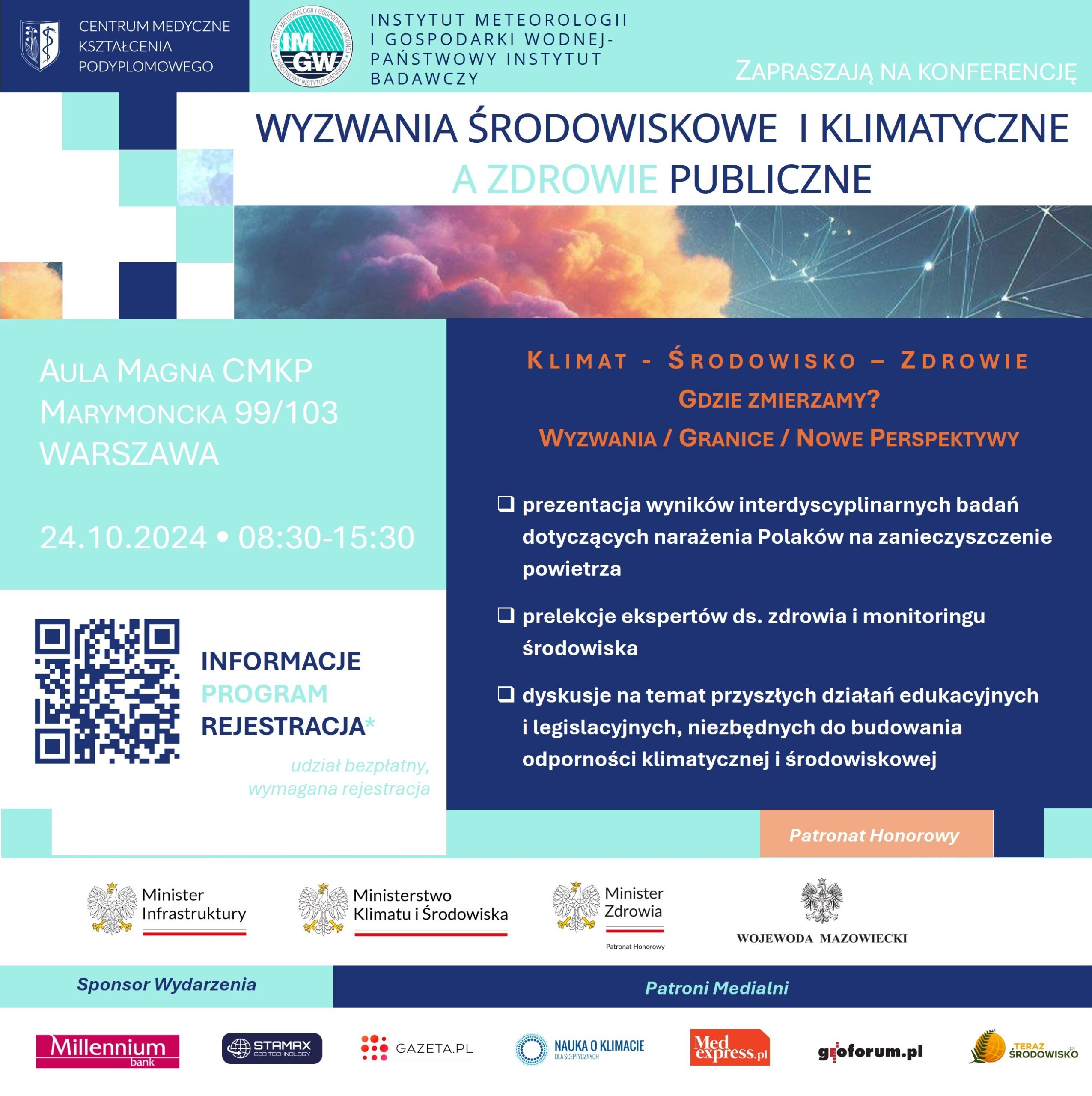 Zaproszenie na konferencję “Wyzwania klimatyczne i środowiskowe a zdrowie publiczne”, 24.10.2024 Warszawa