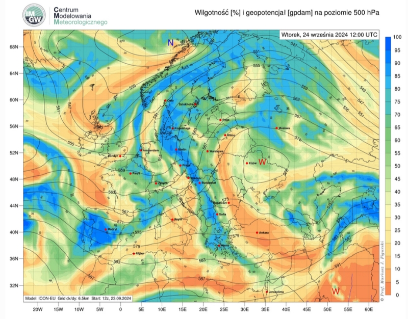 Prognozowana sytuacja meteorologiczna i hydrologiczna Termin opracowania: 24.09.2024 godz. 11:00