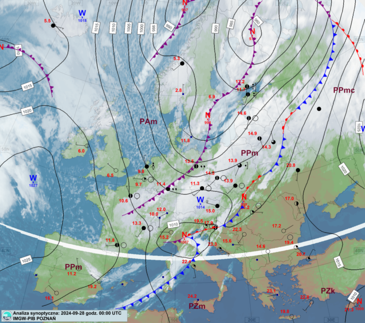 IMGW-PIB: Prognozowana sytuacja meteorologiczna i hydrologiczna Termin opracowania: 28.09.2024 godz. 14:00