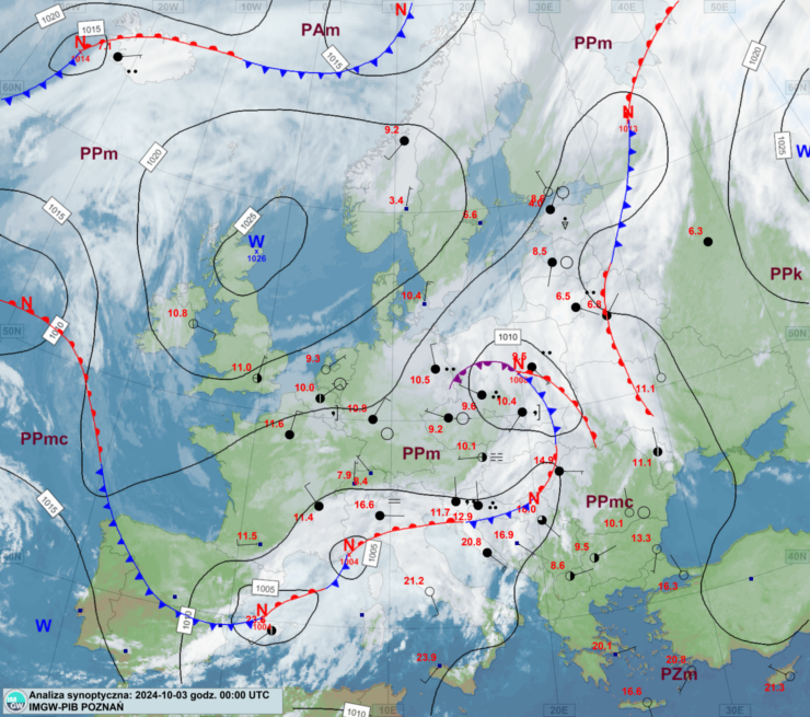 IMGW-PIB: Prognozowana sytuacja meteorologiczna i hydrologiczna. Termin opracowania: 03.10.2024 godz. 14:00