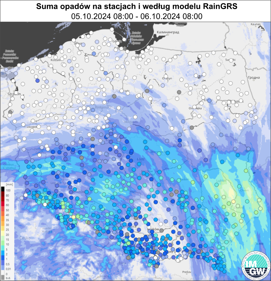 IMGW-PIB: Prognozowana sytuacja meteorologiczna i hydrologiczna Termin opracowania: 06.10.2024 godz. 14:00