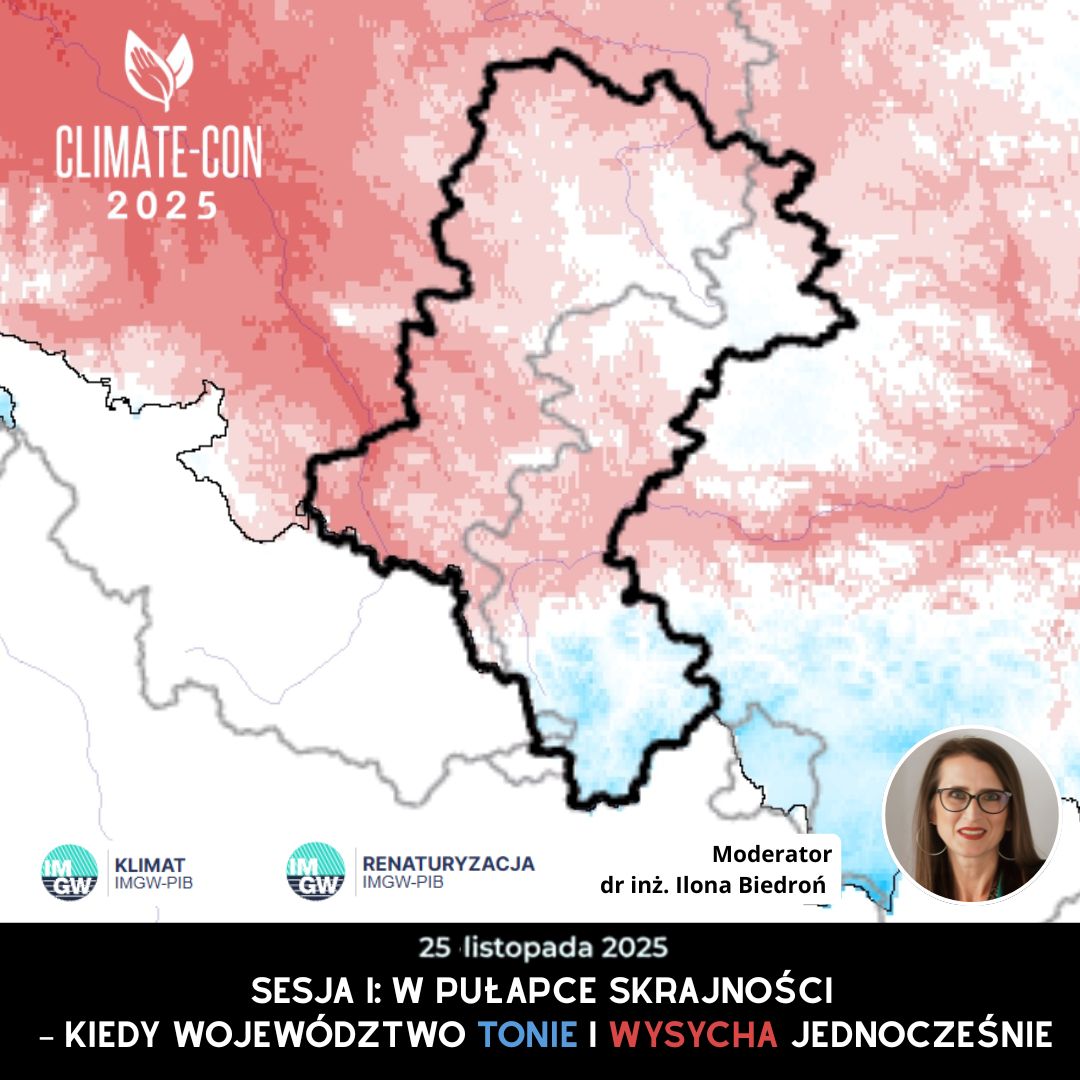 Climate-Con 2025. „Woda jako zasób krytyczny” – debatę otwierającą poprowadzi Ilona Biedroń z IMGW-PIB