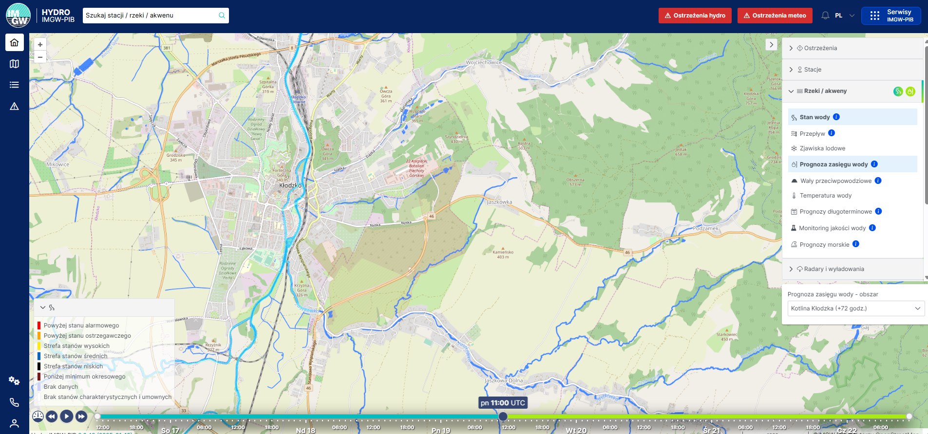 Prognoza zasięgu wody Kotlina Kłodzka