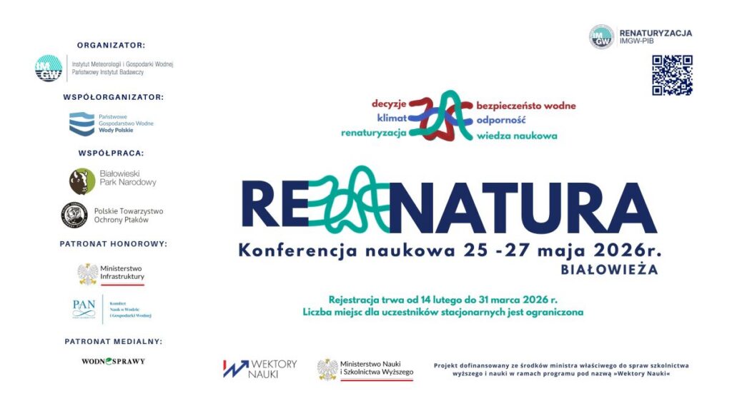 baner promujący konferencję naukową RE-Natura, która odbędzie się w Białowieży 25-27 maja 2026 r.