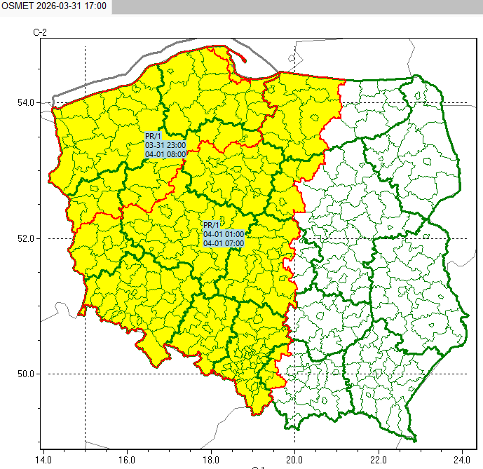 Aktualna i prognozowana sytuacja meteorologiczna i hydrologiczna – raport nr 84